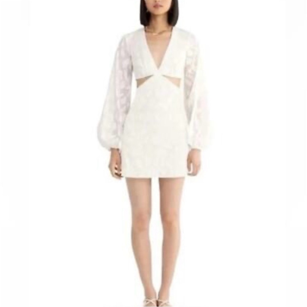 Showpo Chic Cream Long Sleeve Dress